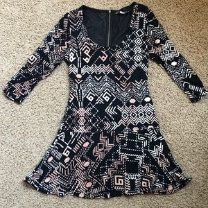 Black with Aztec Design Dress